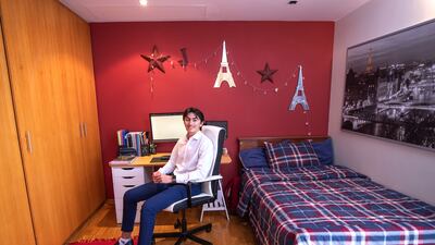 Jad, 17, in his room.