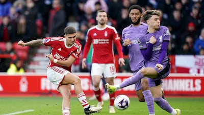 Nottingham Forest's Nicolas Dominguez shoots. PA
