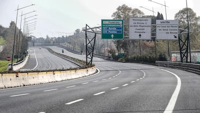 An empty GRA motorway during the emergency lockdown in Rome, Italy. EPA