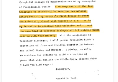 On taking office in 1974, US president Gerald Ford contacted Morocco as one of his first acts. US National Archives