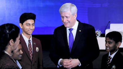 'Until there is a change in the government in Iran, the Middle East will be on turmoil,' said Stephen Harper, former prime minister of Canada. He is pictured here at an event in Abu Dhabi in 2019. Satish Kumar / The National.