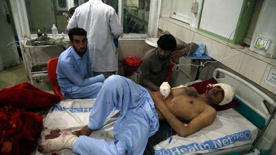 One of the injured at a hospital in Jalalabad, Afghanistan, after the suicide bomb attack on Saturday, June 16, in Rodat district, eastern Nangarhar, which killed 21. Ghulamullah Habibi / EPA