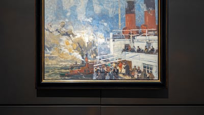 'The Arrival of the 'La Fayette' in New York' (1921) by Eugene Louis Gillot. Courtesy DCT Abu Dhabi