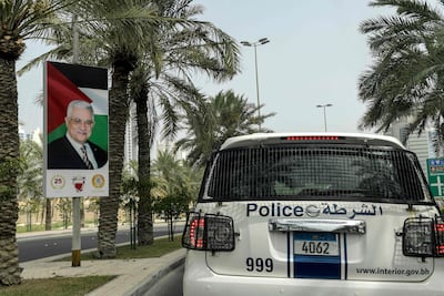 A poster of Palestinian President Mahmoud Abbas in Mamama. He is among the regional leaders set to attend the Arab League summit. AFP
