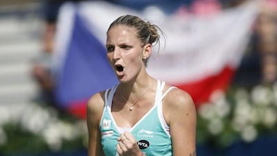 Karolina Pliskova reacts after winning the second set tiebreak against Lucie Safarova. Ali Haider