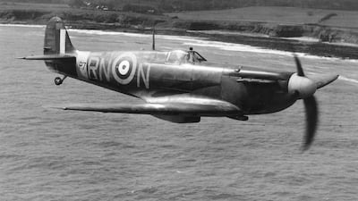 A Spitfire of No 72 Squadron Royal Air Force flying over the Northumberland coast from its base at RAF Acklington, in April 1941. Getty Images