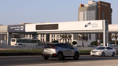 Salik's Business Bay Crossing toll gate, one of the two new gates it introduced in Dubai in November. Chris Whiteoak / The National