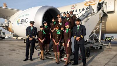 Etihad landed the first ultra-long-haul flight in Brisbane, Australia on April 22, 2019, World Earth Day. Courtesy Etihad Airways