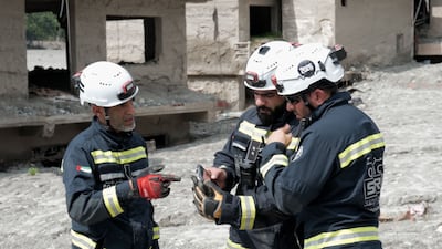 A search-and-rescue team from the UAE is helping with flood relief efforts in Nepal. Photo: Wam