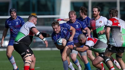 Abu Dhabi Harlequins and Jebel Ali Dragons compete in a West Asia Premiership game. Victor Besa / The National