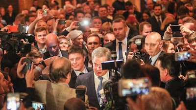 Finnish President Sauli Niinisto gives a speech speech after winning the presidential elections at the House of the Estates in Helsinki, Finland, 28 January 2018. EPA/Pekka Sipola