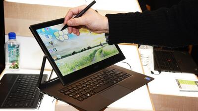 The Acer Aspire R13 retails from around Dh4,000, rising to Dh5,000 for those who want a faster processor and more memory capacity. Robyn Beck / AFP