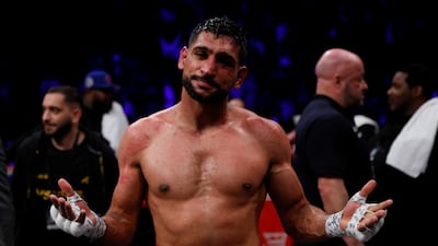 Amir Khan after his defeat against Kell Brook in Manchester on February 19, 2022. The former light-welterweight world champion failed a drugs test following the fight. Reuters