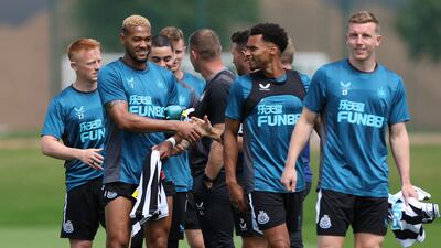 Matty Longstaff, Joelinton, Jacob Murphy and Matt Targett during the friendly match against Gateshead.