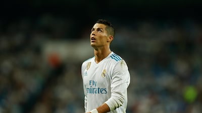Real Madrid's Cristiano Ronaldo looks up during Spanish the La Liga soccer match between Real Madrid and Real Betis at the Santiago Bernabeu stadium in Madrid, Wednesday, Sept. 20, 2017. Betis won 1-0. (AP Photo/Francisco Seco)