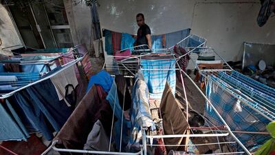 One of the courtyards is used for drying laundry.