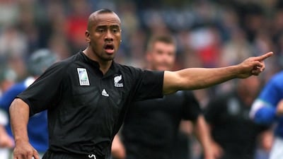 Jonah Lomu gives some instructions during New Zealand’s first-round Rugby World Cup match against Italy at McAlpine Stadium in Huddersfield, Britain. Gerry Penny / EPA