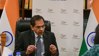 Sunjay Sudhir at the Indian Embassy in Abu Dhabi. Khushnum Bhandari / The National