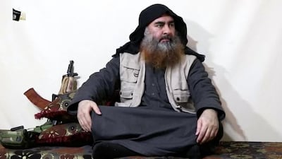 A bearded man with Islamic State leader Abu Bakr al-Baghdadi's appearance speaks in this screen grab taken from video released on April 29, 2019. Islamic State Group/Al Furqan Media Network/Reuters