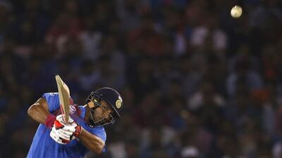 India’s Yuvraj Singh plays a shot. REUTERS/Adnan Abidi