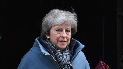 Britain's Prime Minster Theresa May leaves her official London residence 10 Downing Street in London on April 3. EPA