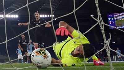 Zlatan Ibrahimovic scores his penalty. Reuters