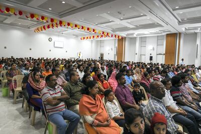 Hundreds attend the daily mass at St Paul's in Mussaffah. Khushnum Bhandari for The National
