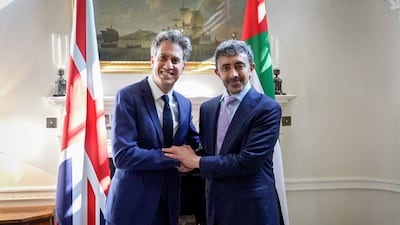 Sheikh Abdullah bin Zayed, Deputy Prime Minister and Minister of Foreign Affairs, with UK Foreign Secretary Ed Miliband in London. Photo: Wam