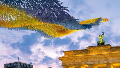 The "Visions in Motion“ installation is at the Brandenburg Gate. David von Becker