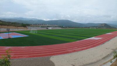 The Dubai Duty Free Sports Complex at Lycee Jean-Baptiste Pointe du Sable in Saint-Marc was opened by the country’s president. Courtesy Dubai Duty Free