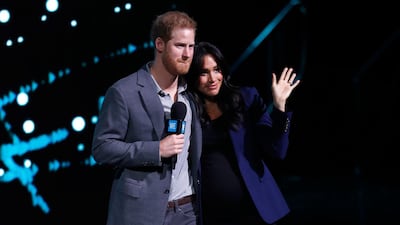 Prince Harry and Meghan, Duchess of Sussex speak on stage during WE Day UK at the SSE Arena on March 6, 2019 in London, England. Getty Images