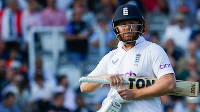 England's Jonny Bairstow walks back to the pavilion after his dismissal on the first day. AFP