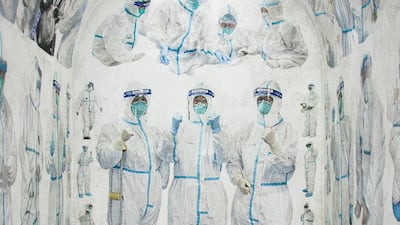 Duyi Han, designer and creative director of Doesn't Come Out design studio, has created a concept for a mural that pays tribute to the medical workers in Wuhan. The work is part of a series called 'The Saints Wear White'. Courtesy Duyi Han