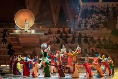 US soul singer Andra Day performs 'Rise Up' amid colourful choreography at Expo 2020 Dubai. Photo: Ryan Carter / Ministry of Presidential Affairs