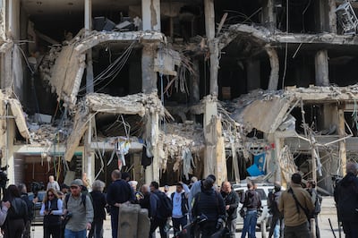 A damaged building hit by an Israeli air strike in Beirut. EPA