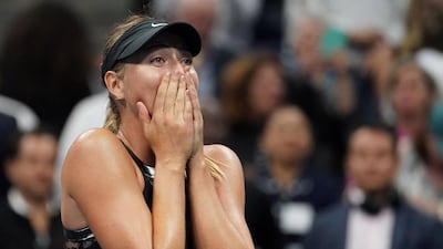 Maria Sharapova of Russia reacts to her win. Robert Deutsch / USA TODAY Sports