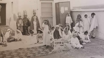 The first batch of pupils at Sharjah English School in 1974 perform a Christmas Nativity play. Photo: Sharjah English School