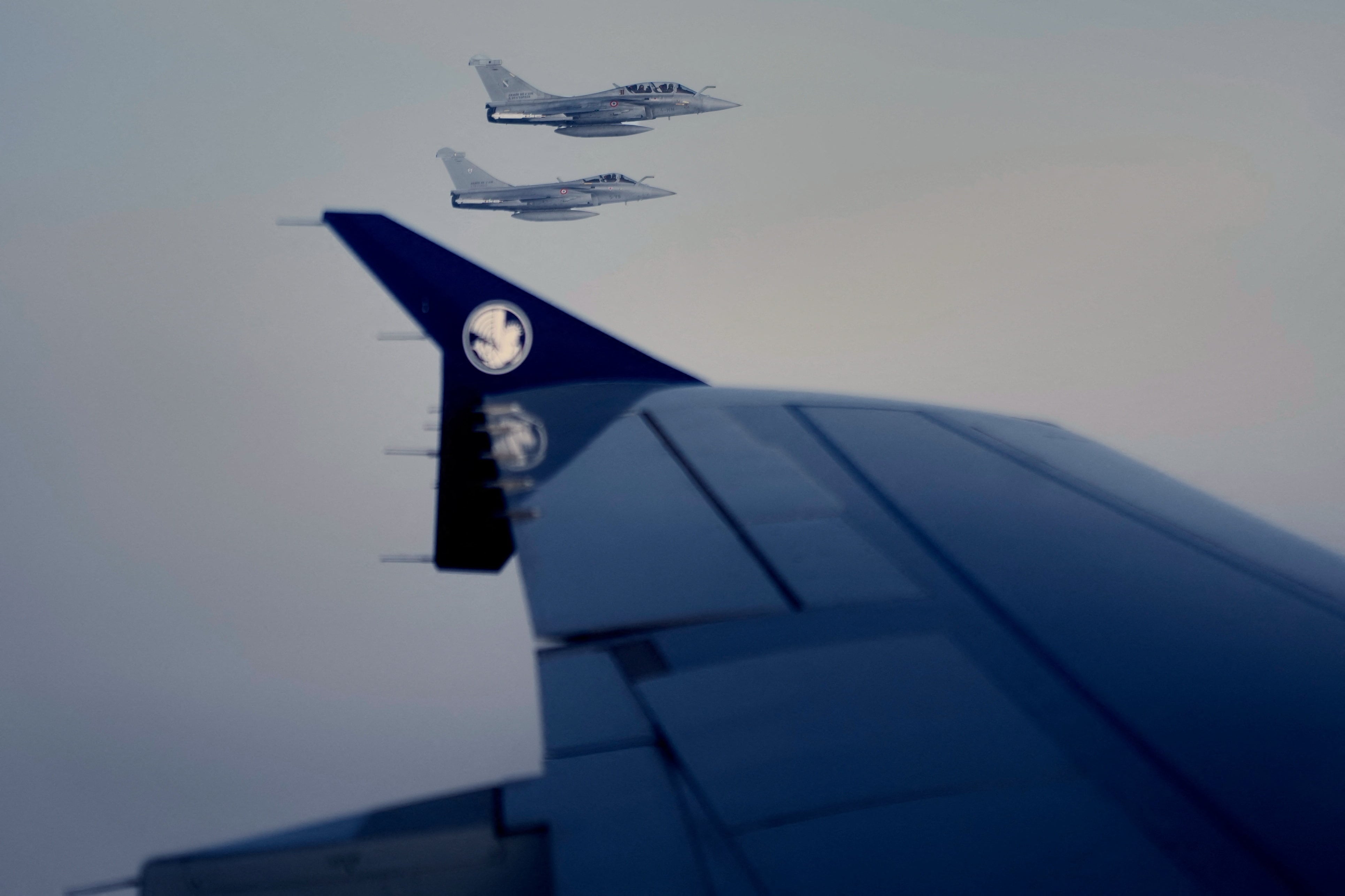 Rafale jets accompanied French President Emmanuel Macron's trip to Doha. Reuters