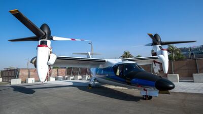 The AW609 TiltRotor aircraft at the EXPO 2020 Dubai helicopter terminal. Victor Besa/The National.