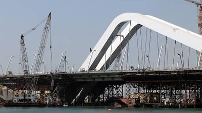 The Sheikh Zayed Bridge in Abu Dhabi in its final stage of construction. The National