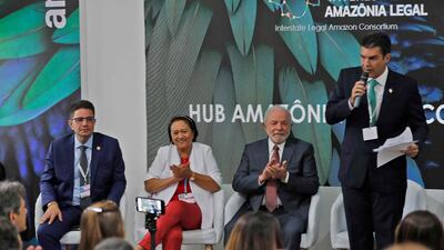 Brazilian president-elect Luiz Inacio Lula da Silva attends a discussion about the Amazon Forest at Cop27. Mohammed Abed / AFP