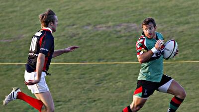 Jeremy Manning, right, of the Abu Dhabi Harlequins is in another final against the Dubai Hurricanes on Friday. Jeff Topping / The National