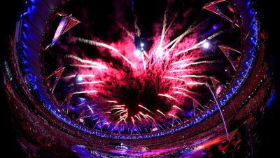 Fireworks light up the stadium during the Opening Ceremony of the London 2012 Paralympics. Photo by Chris Jackson/Getty Images