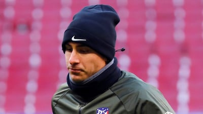 Atletico Madrid's Jose Maria Gimenez during a training session at Wanda Metropolitano Stadium in Madrid. EPA