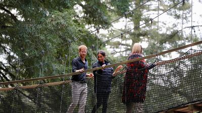 Prince Harry and Meghan visit Redwoods Treewalk in Rotorua. Reuters