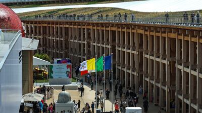 The Women's Pavilion is beside the world's largest wooden ring at Expo 2025 Osaka. Victor Besa / The National