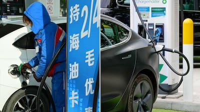 Battery-powered electric vehicles have emerged as the most serious threat to the dominance of their petrol-powered counterparts. Getty Images / Bloomberg