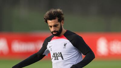 Liverpool's Mohamed Salah during training. Reuters