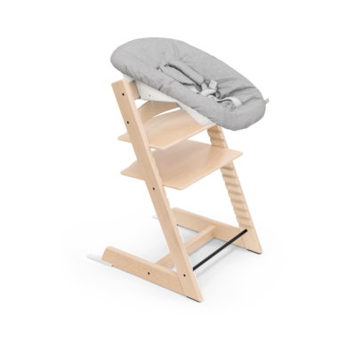 Stokke's TrippTrapp high chair with a newborn insert can be used from birth until childhood, and also functions as a chair for adults. Photo: Stokke