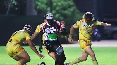 The Dubai Hurricanes edged the Jebel Ali Dragons last Friday in a battle of the top UAE Premiership clubs. Dubai Ravindranath K / The National